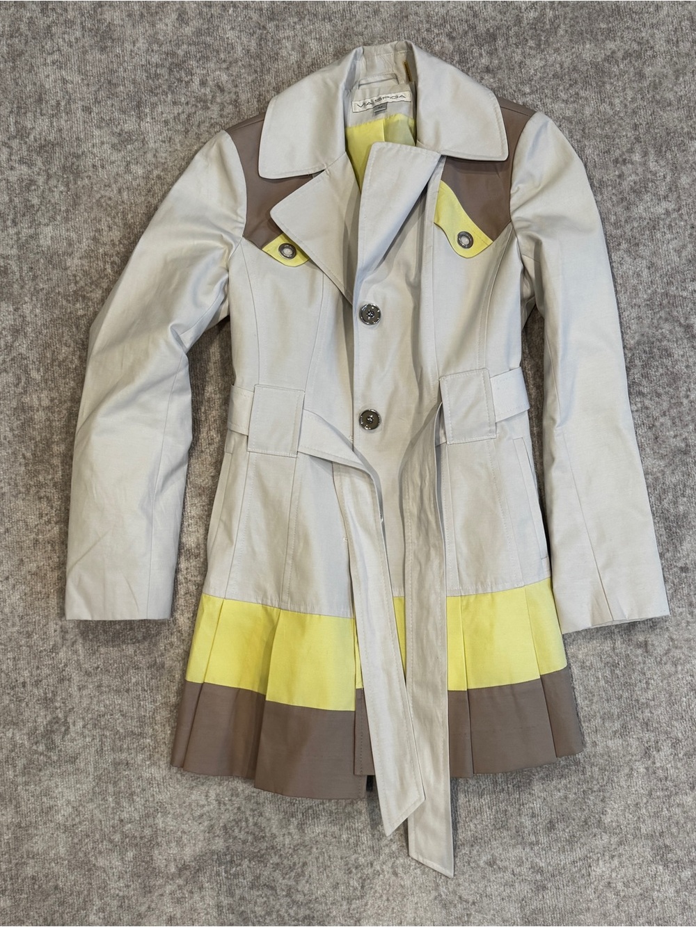 Via Spiga Women’s Colorblock Trench Coat - Cream, Yellow & Brown